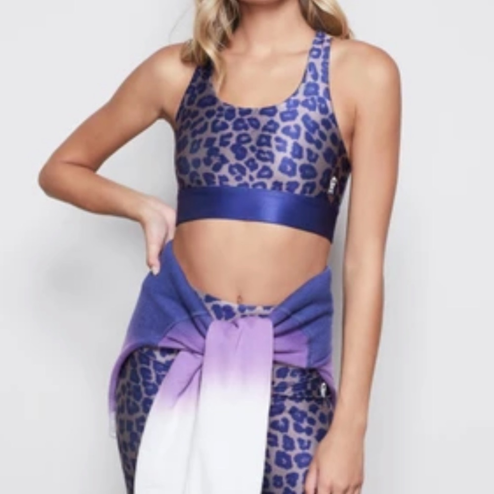 NEW Good American Purple Leopard Step Sports Bra